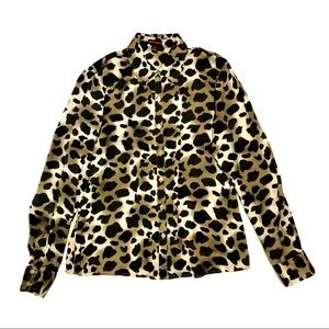 DANA BUCHMAN satin animal print button up shirt